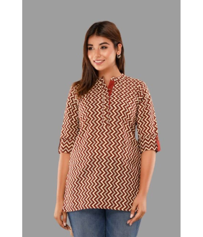 Jaipurethnicwaves Women's Cotton Regular Top ( Beige )