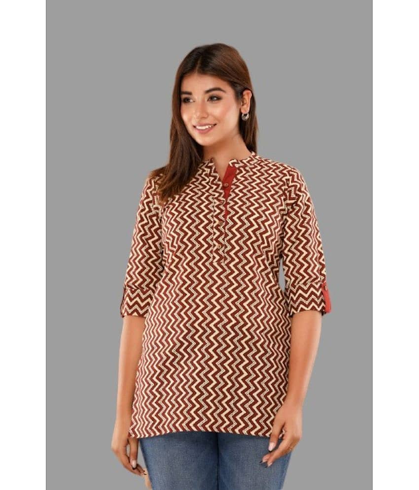Jaipurethnicwaves Women's Cotton Regular Top ( Beige )