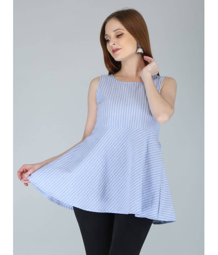 Jaipurethnicwaves - Blue Cotton Women's Ethnic A-Line Top ( Pack of 1 )