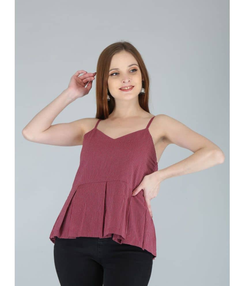Jaipurethnicwaves - Maroon Cotton Women's Ethnic Peplum Top ( Pack of 1 )