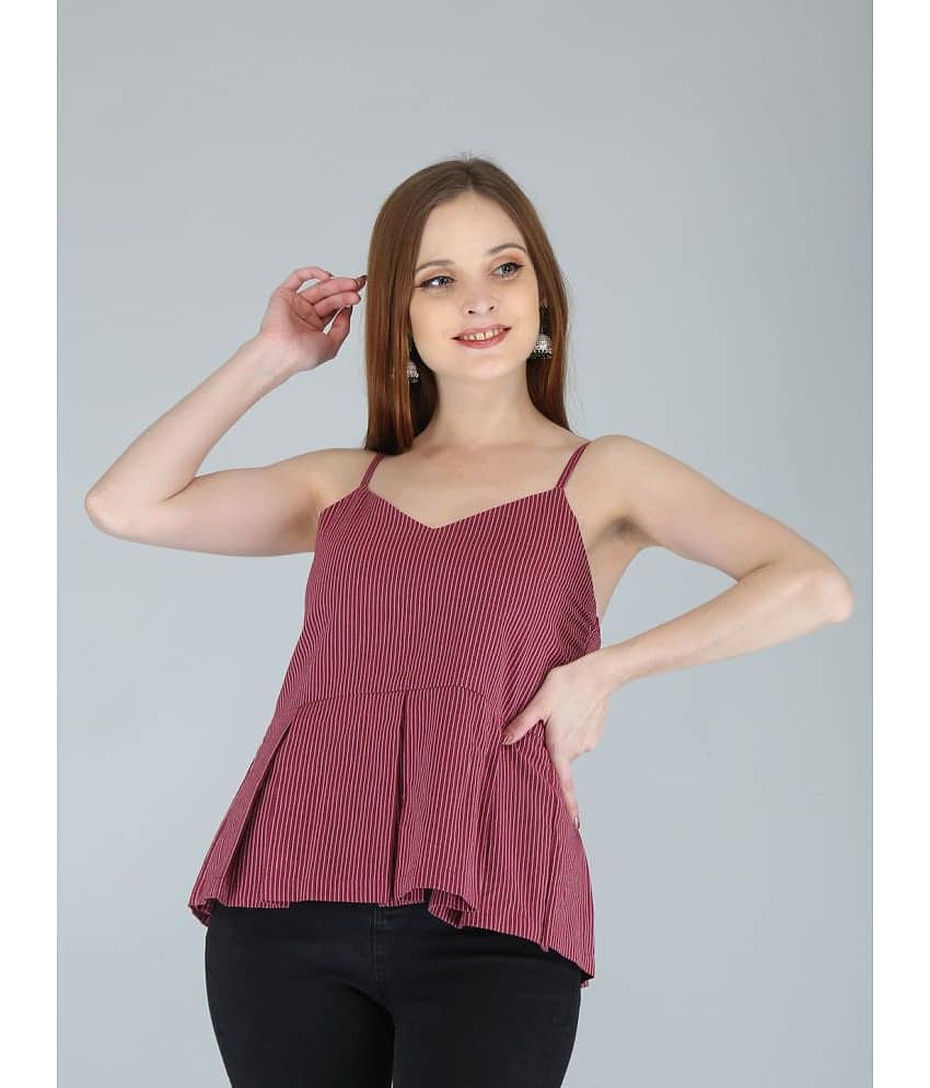 Jaipurethnicwaves - Maroon Cotton Women's Ethnic Peplum Top ( Pack of 1 )