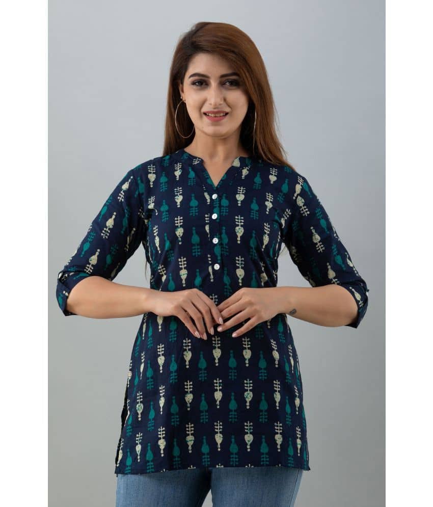 Jaipurethnicwaves Women's Cotton Tunic ( Navy Blue )