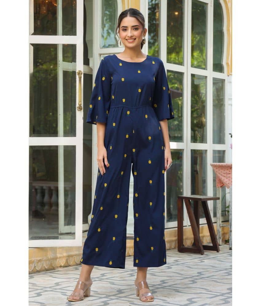 Juniper - Blue Rayon Regular Fit Women's Jumpsuit ( Pack of 1 )