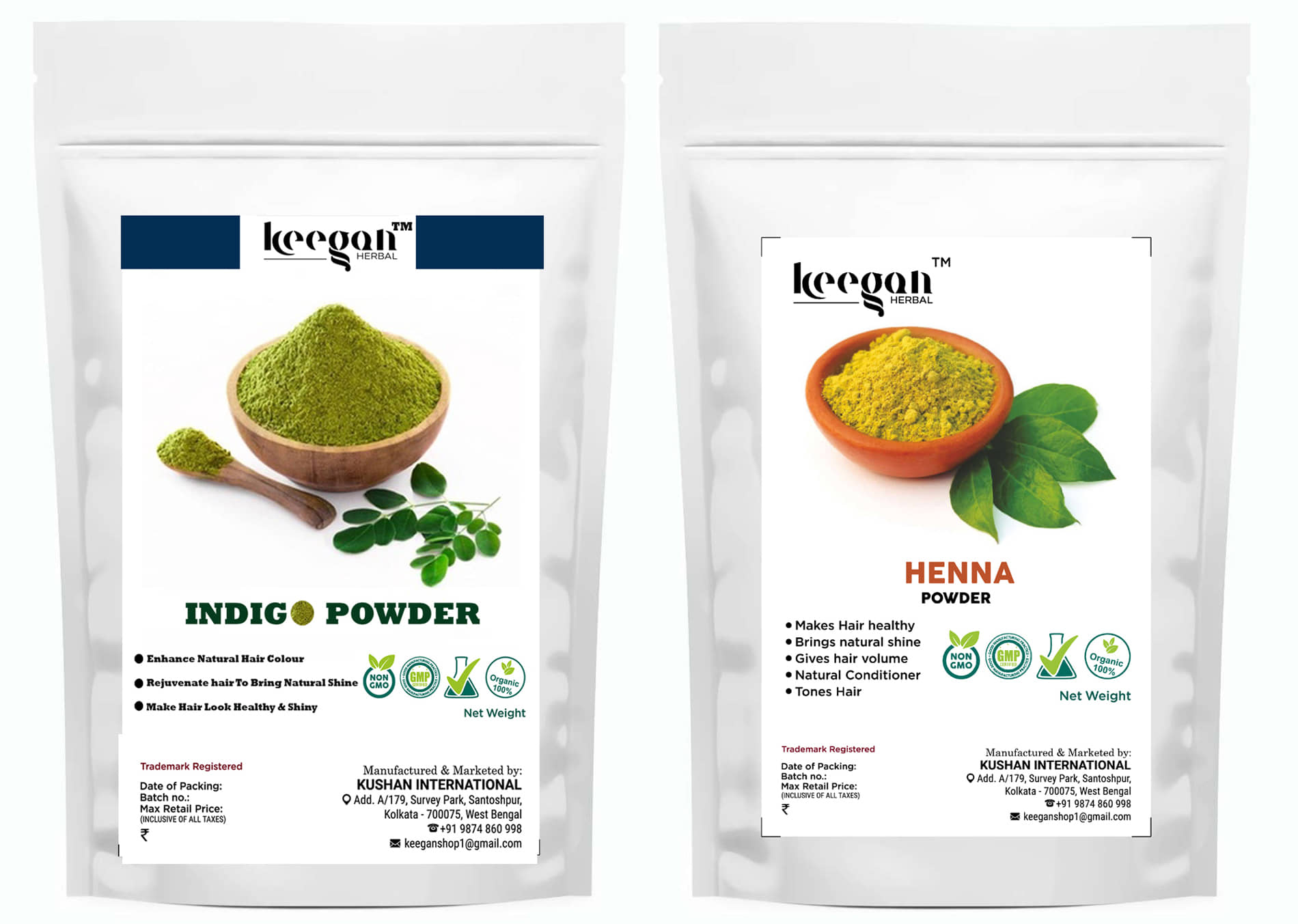 Keegan Henna,Indigo Combo Natural Henna 200 g Pack of 2