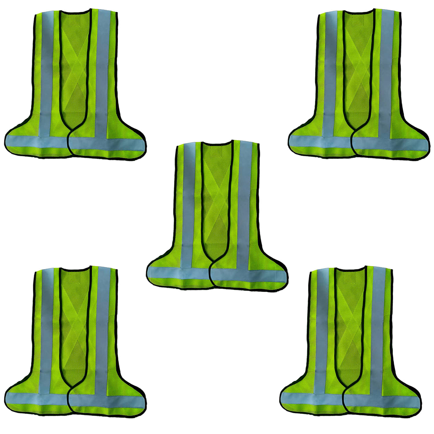Laxmi Polyester 3 Side Open High Visibility Protective Safety Jacket (PACK OF 5) Green Safety Jacket Laxmi Polyester 3 Side Open High Visibility Protective Safety Jacket (PACK OF 5) Green Safety Jacket