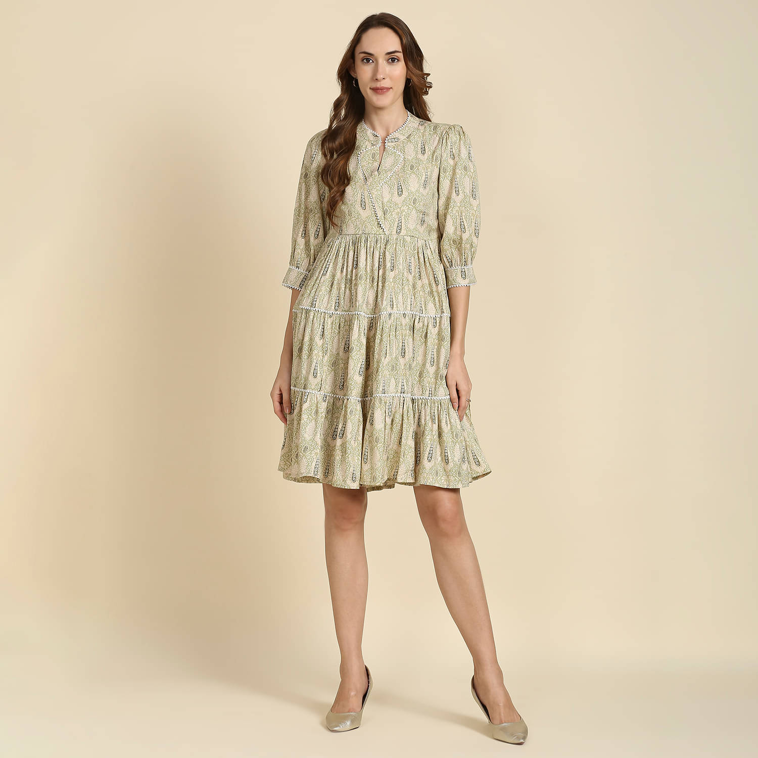 Madhuram Textiles - Lime Green Rayon Women's Flared Kurti ( Pack of 1 ) Madhuram Textiles - Lime Green Rayon Women's Flared Kurti ( Pack of 1 )