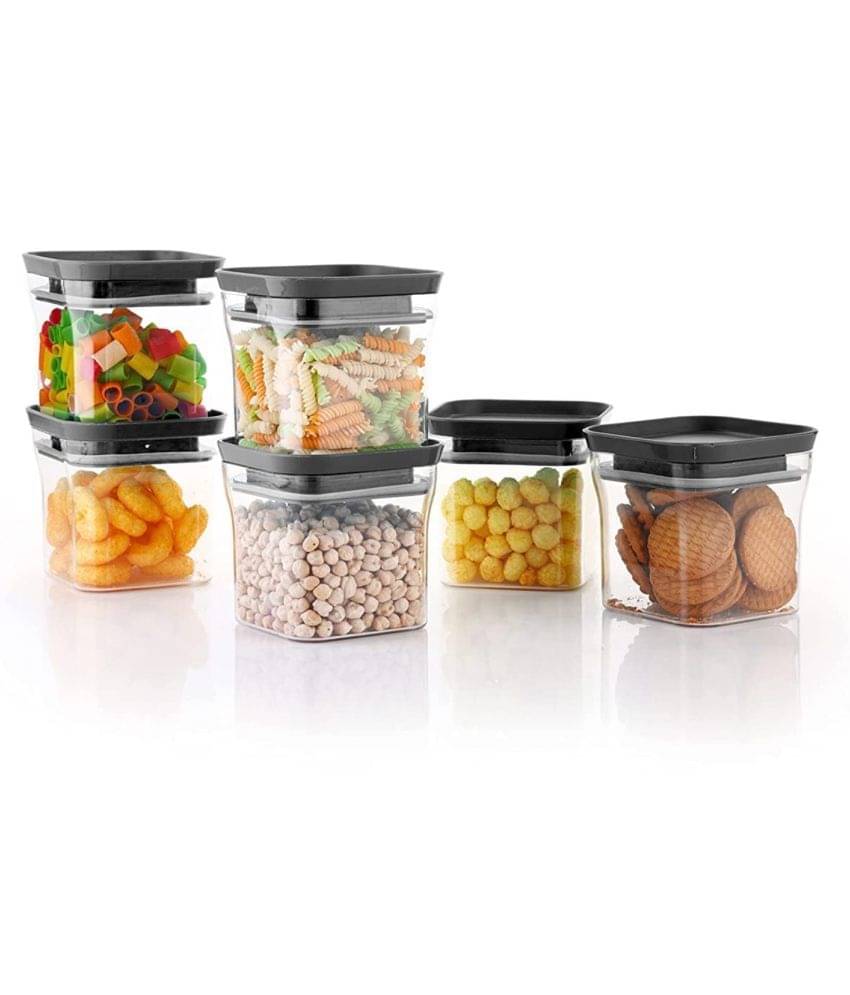     			NCMART - Square Airtight Multicolor Plastic Spice Container ( Set of 6 ) - 600 ml