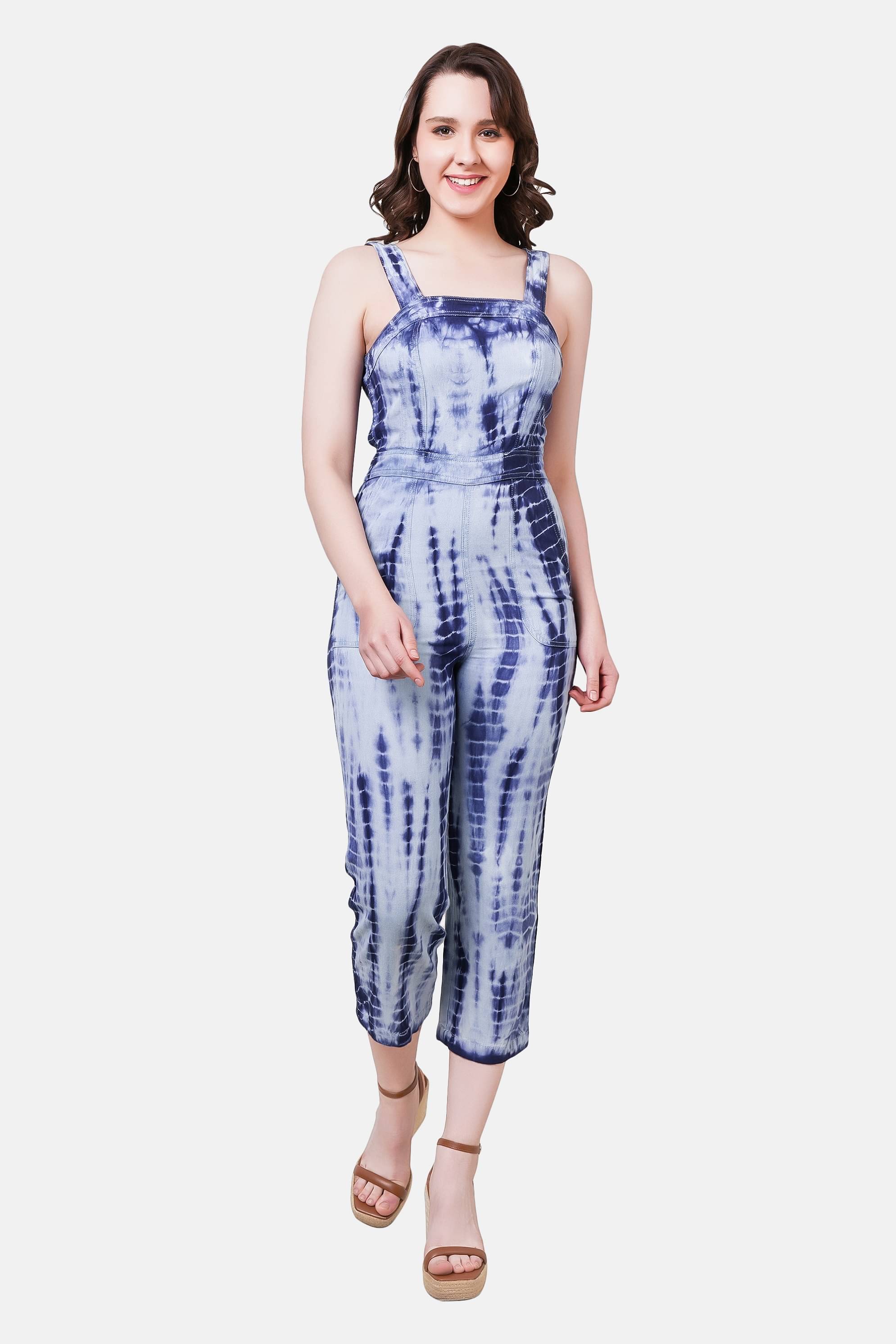 NUEVOSDAMAS - Blue Cotton Regular Fit Women's Jumpsuit ( Pack of 1 ) NUEVOSDAMAS - Blue Cotton Regular Fit Women's Jumpsuit ( Pack of 1 )