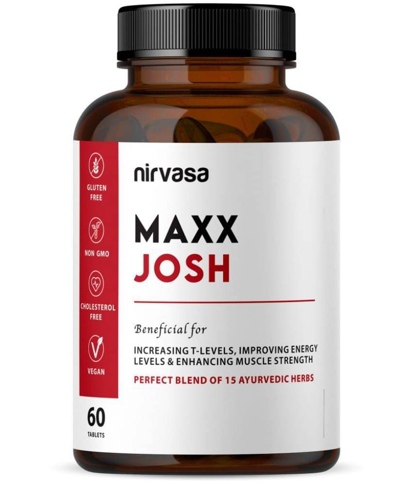 Nirvasa Maxx Josh Tablet, for Stamina, Performance and boosts T-Level in men, enriched with Ashwagandha, Safed Musli, Kaunch Beej (1 X 60 Tablets) Nirvasa Maxx Josh Tablet, for Stamina, Performance and boosts T-Level in men, enriched with Ashwagandha, Safed Musli, Kaunch Beej (1 X 60 Tablets)