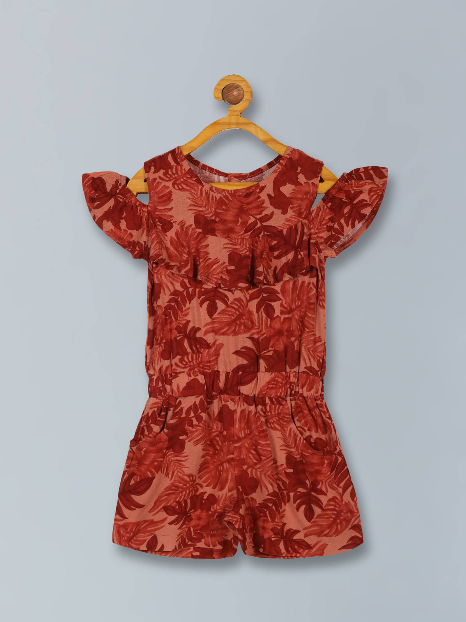     			PLUM TREE Rayon Dungarees For Girls ( Pack of 1 , Orange )
