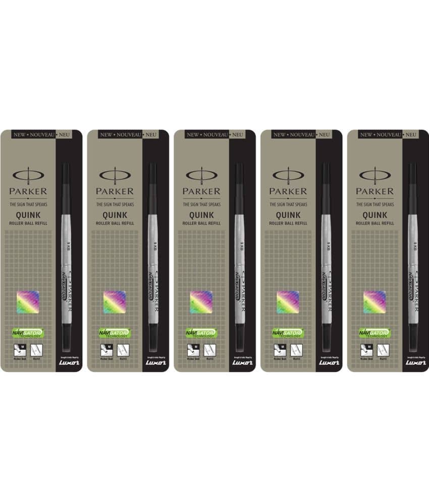 Parker Roller Ball Black Medium Refill (Pack Of 5, Black)