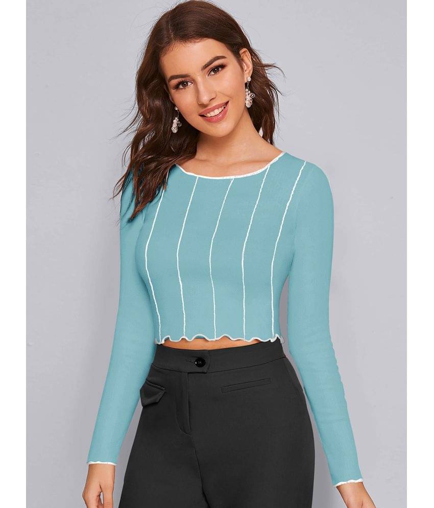 Sanjana Silks - Blue Polyester Women's Crop Top ( Pack of 1 ) Sanjana Silks - Blue Polyester Women's Crop Top ( Pack of 1 )