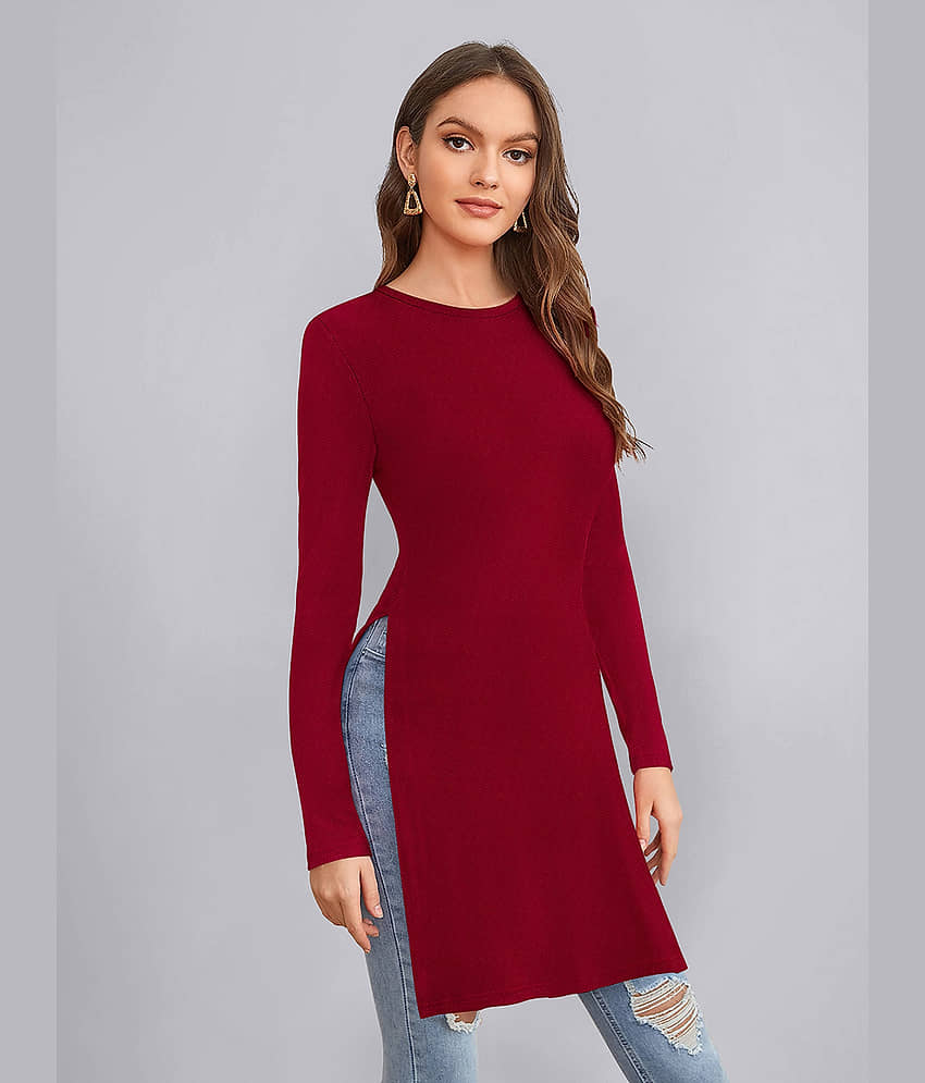 Sanjana Silks Women's Polyester Tunic ( Maroon )