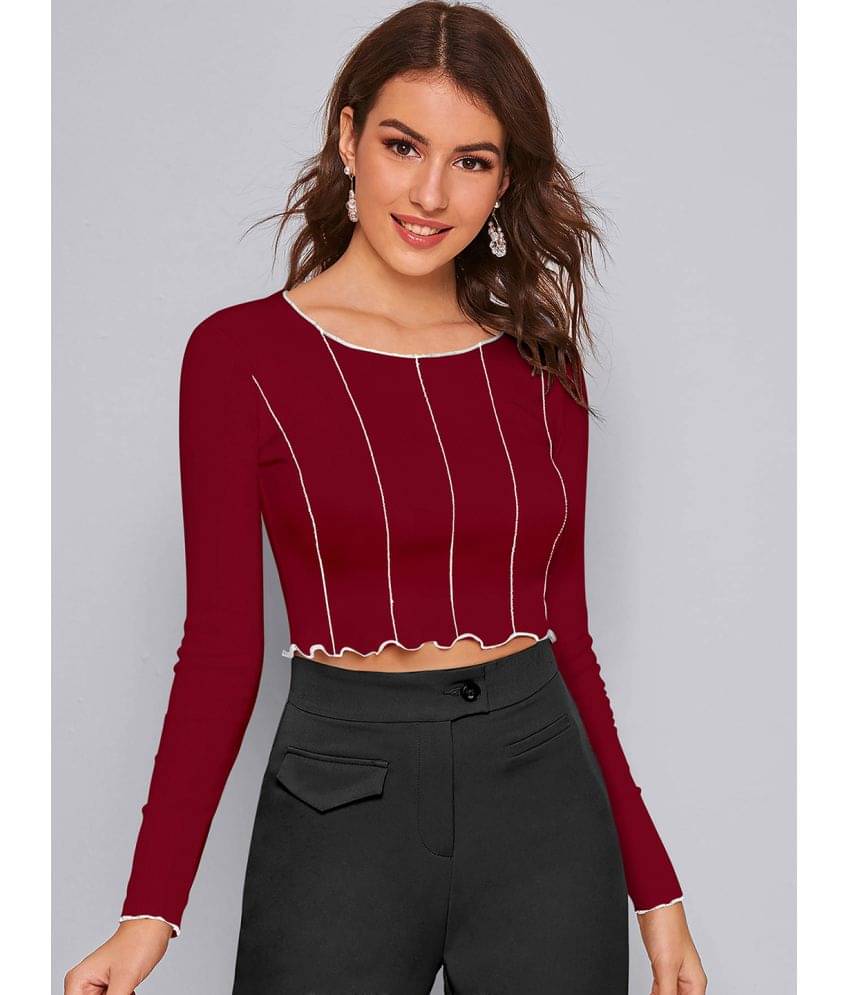 Sanjana Silks - Maroon Polyester Women's Crop Top ( Pack of 1 )     			Sanjana Silks - Maroon Polyester Women's Crop Top ( Pack of 1 )