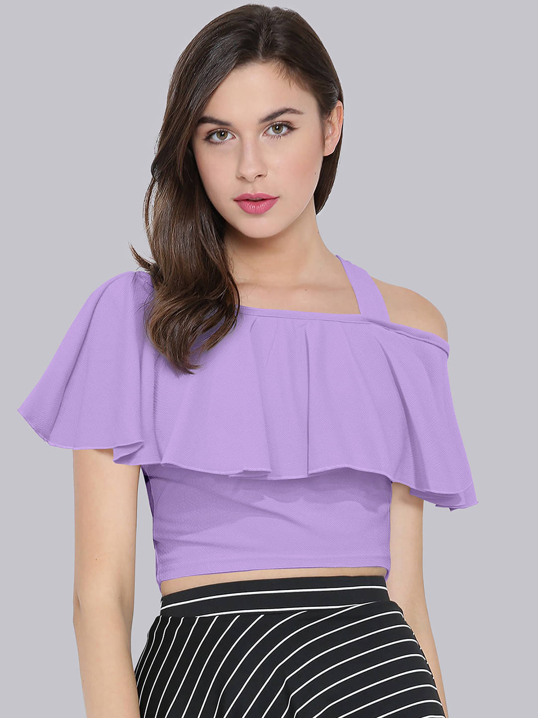 Sanjana Silks Women's Polyester Crop Top ( Purple )     			Sanjana Silks Women's Polyester Crop Top ( Purple )
