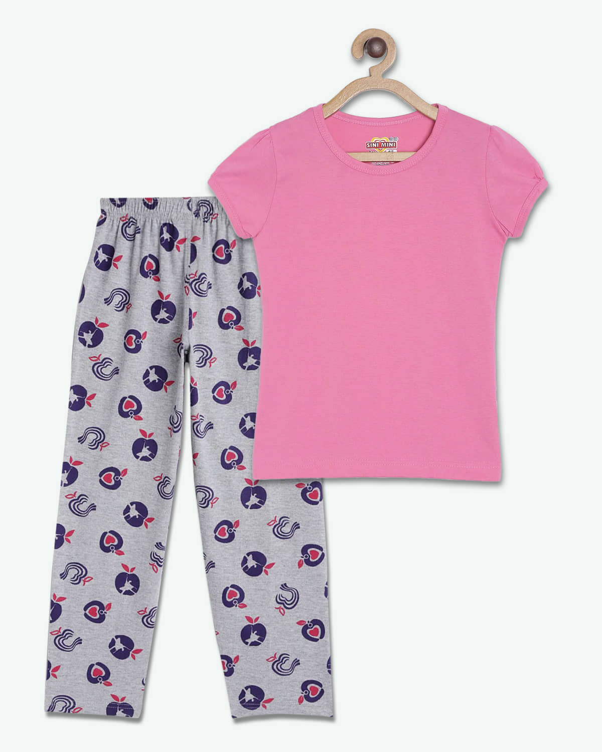 Sini Mini Pack of 1 Girls Cotton Top With Pants ( Pink )