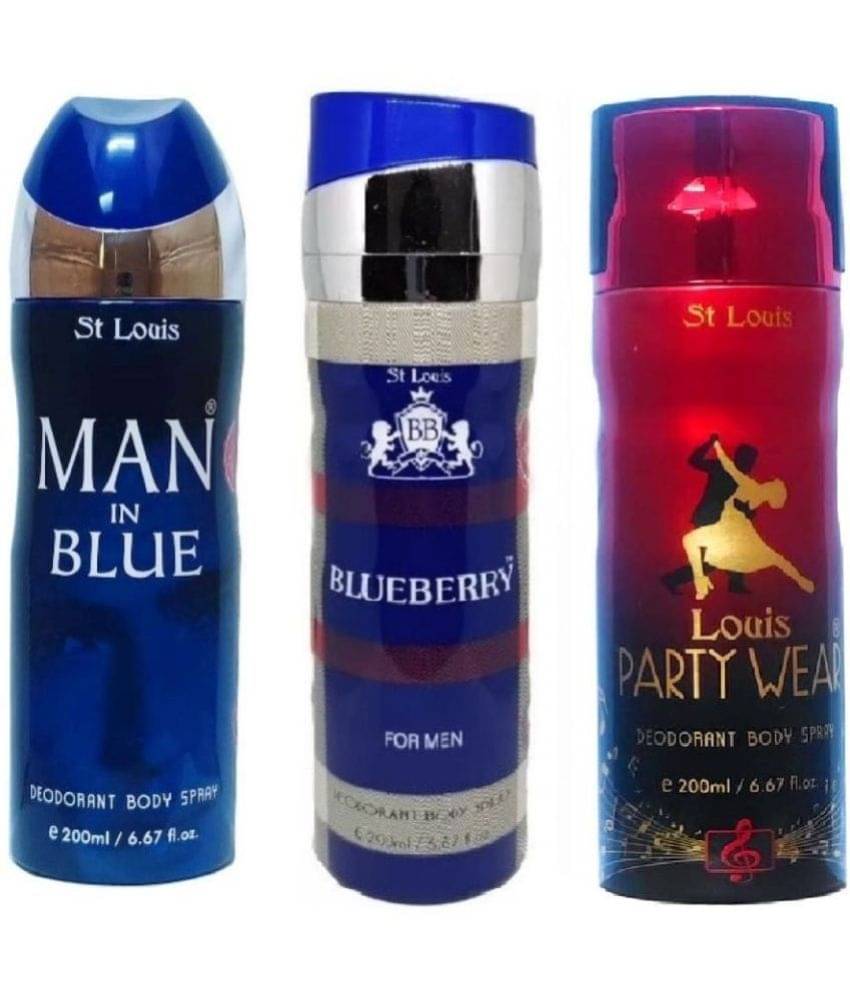     			St Louis - 1 MAN IN BLUE  1 PARTYWER 1 BLUEBERRY Deodorant Spray for Men,Women 600 ml ( Pack of 3 )
