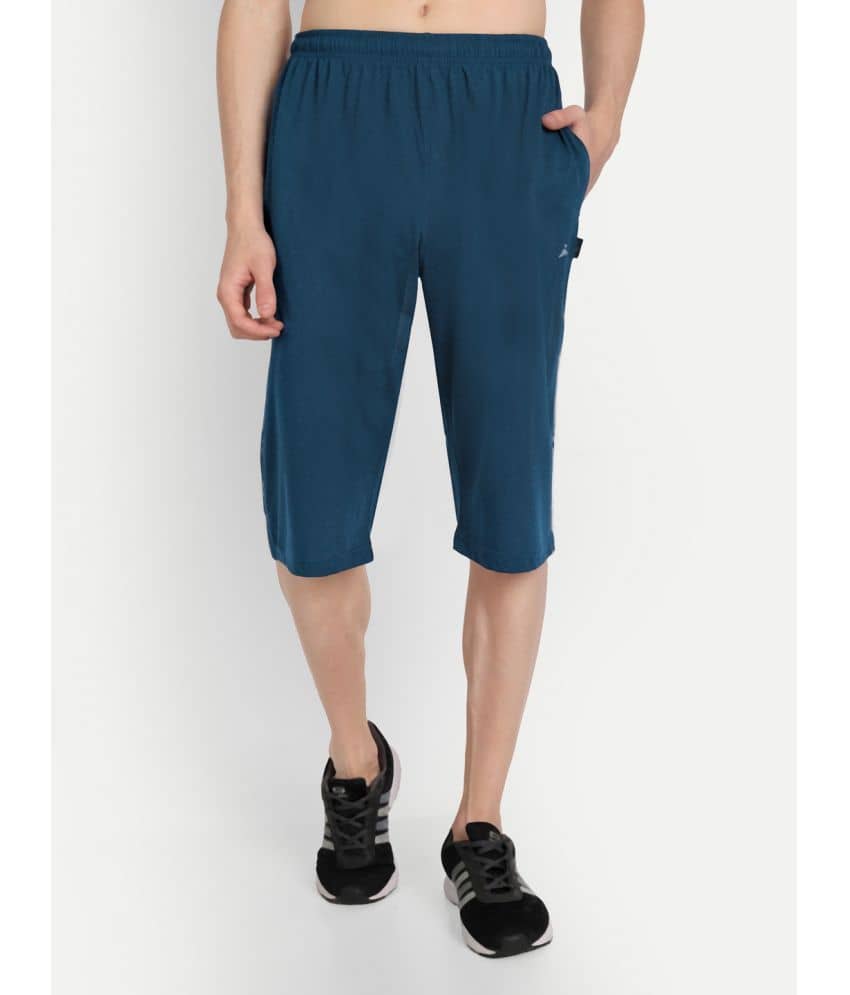 Zeffit - Blue Cotton Blend Men's Three-Fourths ( Pack of 1 ) - Shorts | Buy online on ZillyBuy