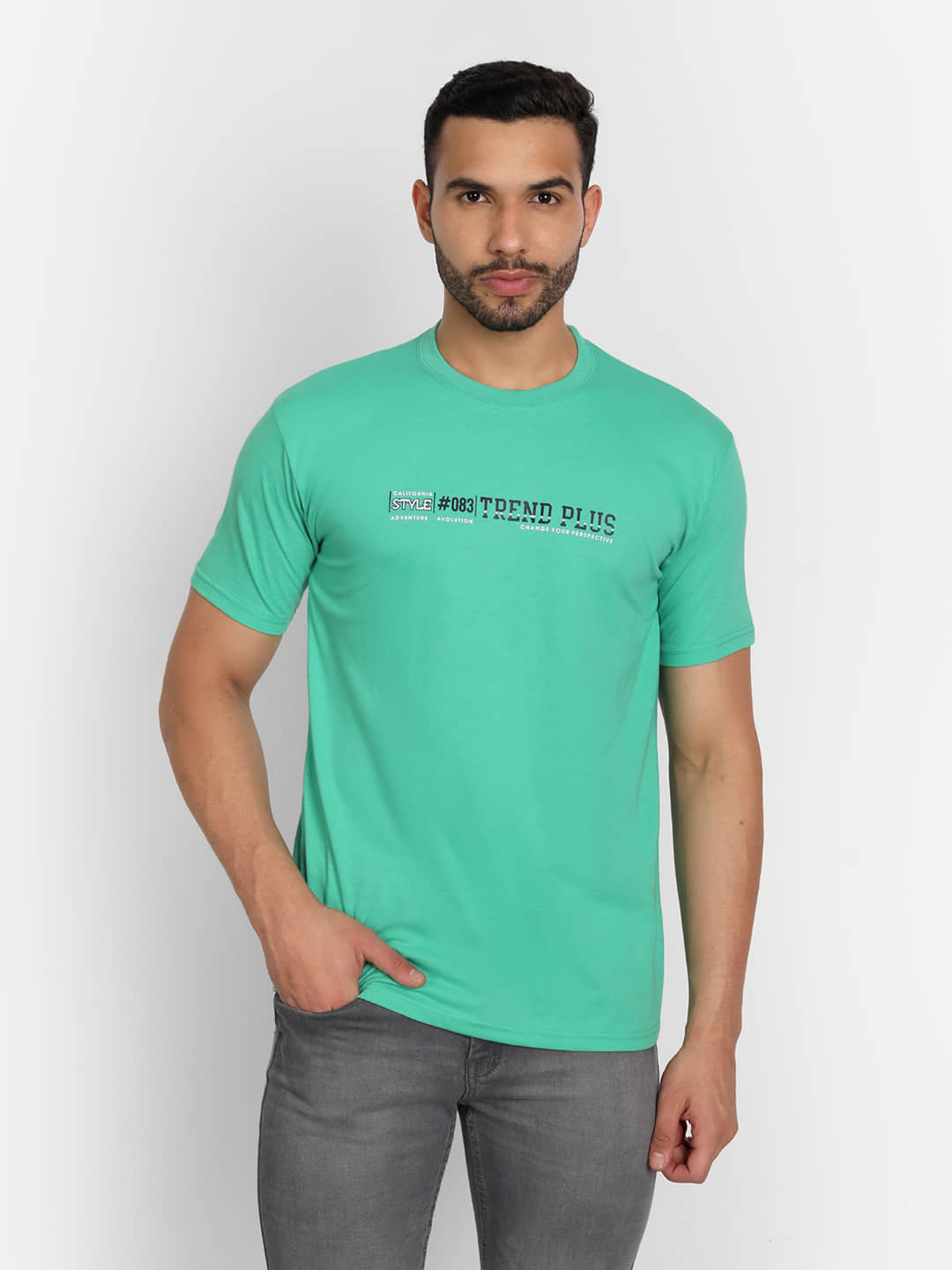 Zeffit Pack of 1 Cotton Blend Regular Fit Men's T-Shirt ( Green )