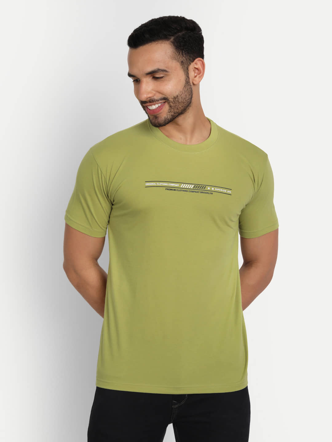 Zeffit Pack of 1 Cotton Blend Regular Fit Men's T-Shirt ( Olive )