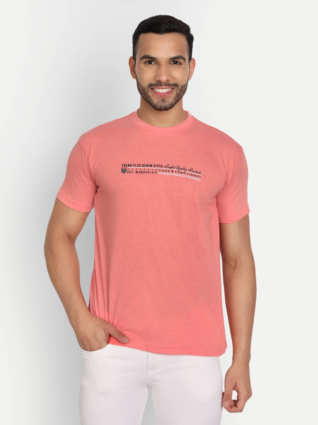 Zeffit Pack of 1 Cotton Blend Regular Fit Men's T-Shirt ( Orange )