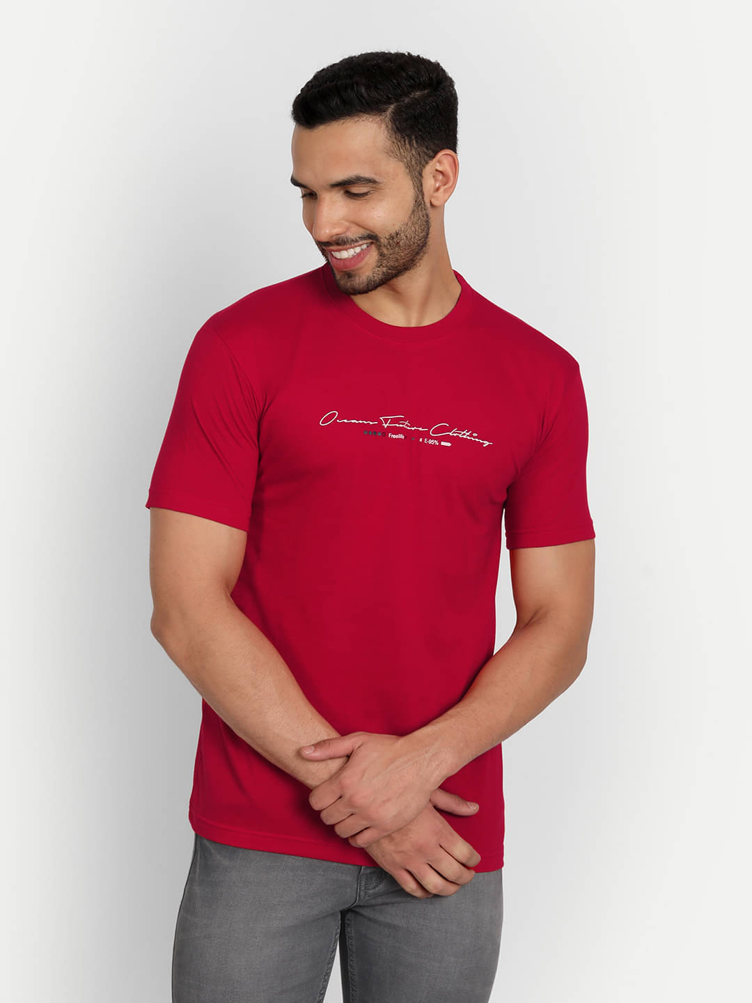 Zeffit Pack of 1 Cotton Blend Regular Fit Men's T-Shirt ( Red ) Zeffit Pack of 1 Cotton Blend Regular Fit Men's T-Shirt ( Red )