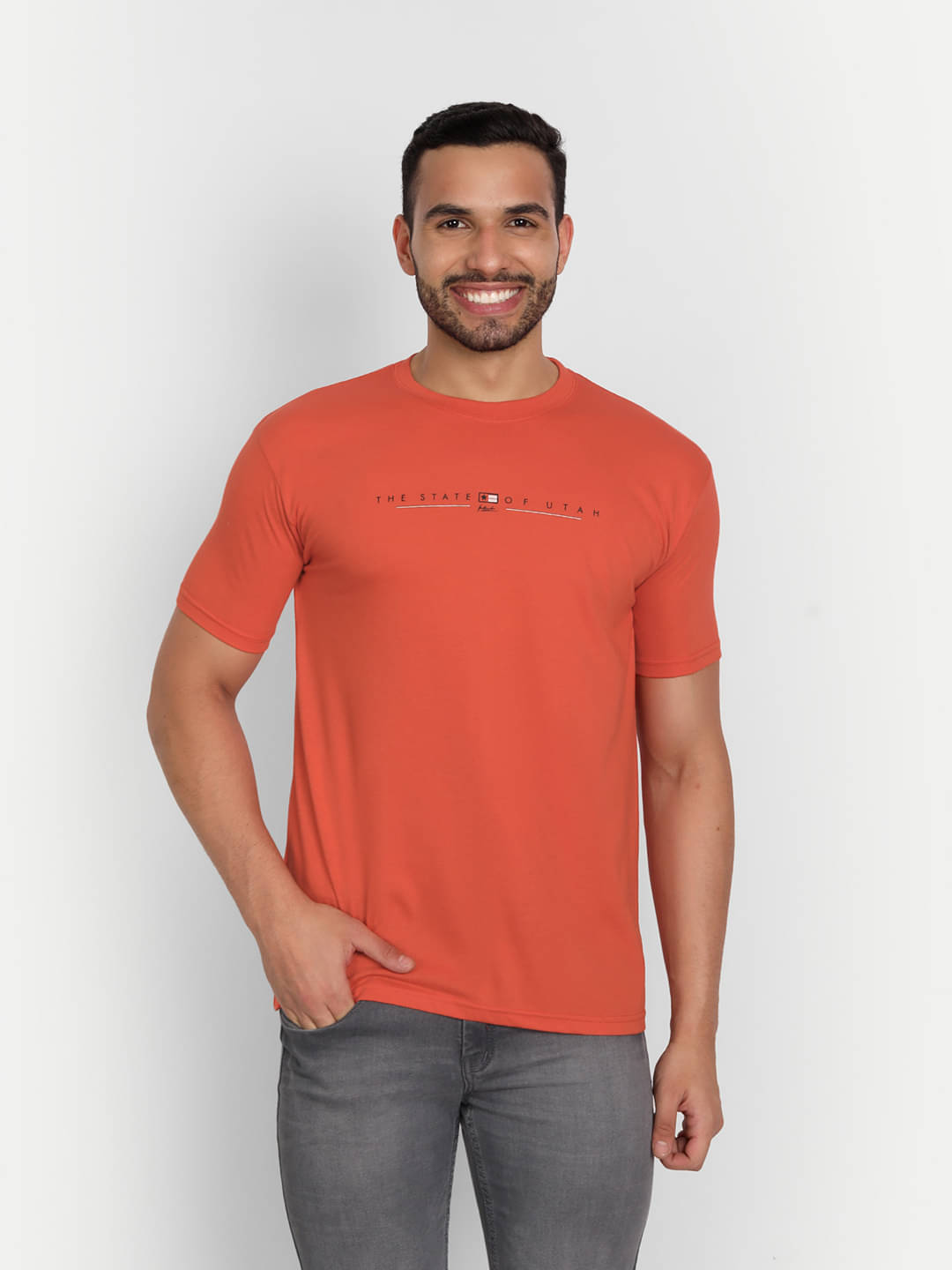 Zeffit Pack of 1 Cotton Blend Regular Fit Men's T-Shirt ( Rust ) Zeffit Pack of 1 Cotton Blend Regular Fit Men's T-Shirt ( Rust )