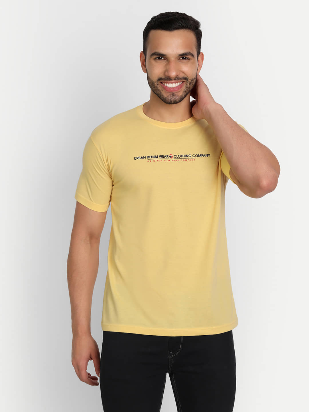 Zeffit Pack of 1 Cotton Blend Regular Fit Men's T-Shirt ( Yellow )