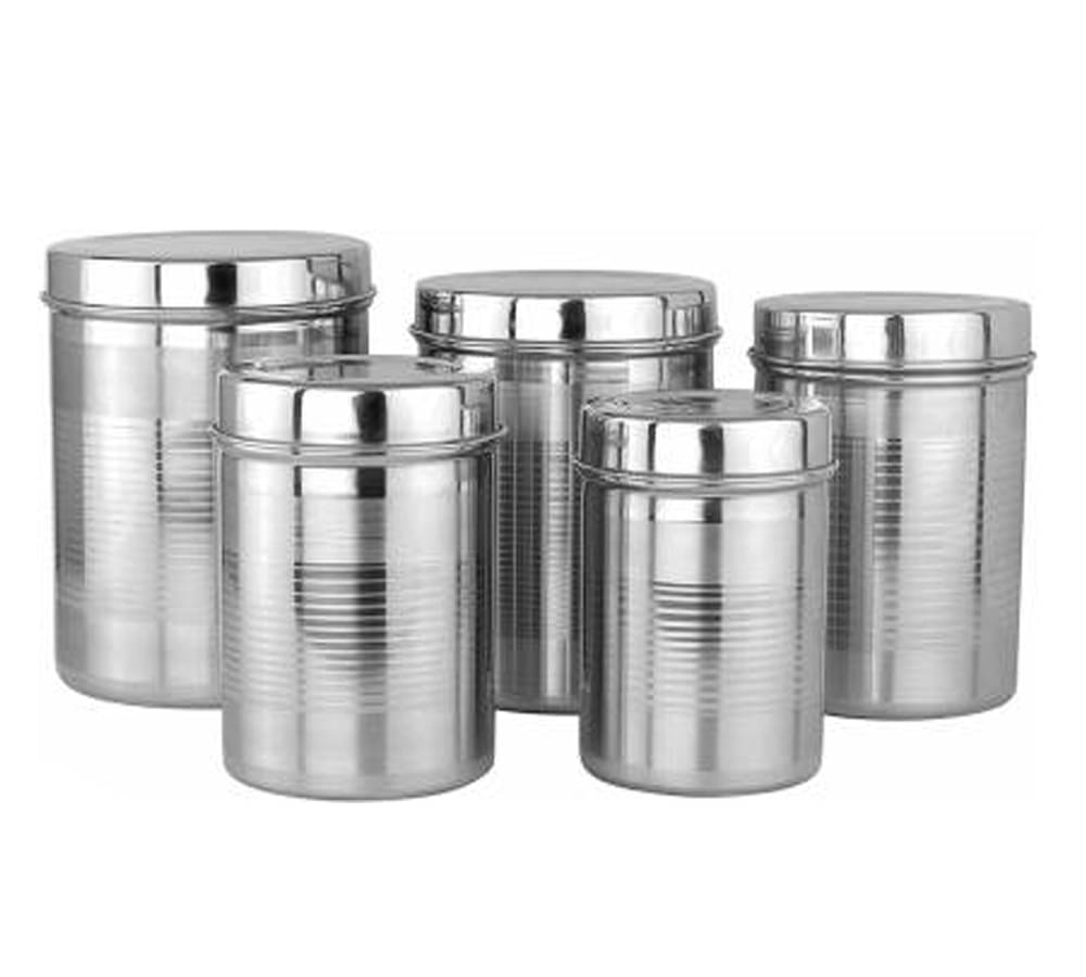bartan hub - Container set Silver Steel Dal Container ( Set of 5 ) - 2000 ml bartan hub - Container set Silver Steel Dal Container ( Set of 5 ) - 2000 ml