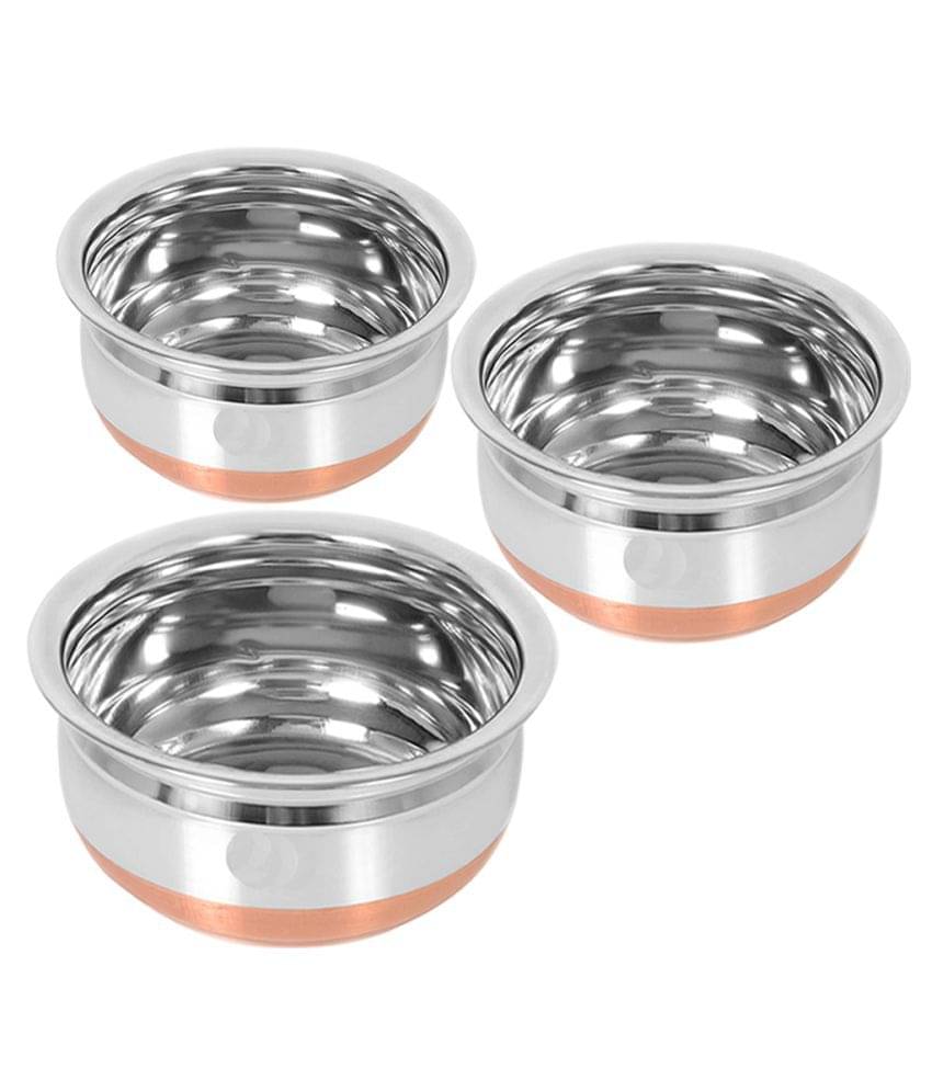 bartan hub - Handi set of 3 Steel Stainless Steel Ceramic Kitchen Set ( Set of 3 ) bartan hub - Handi set of 3 Steel Stainless Steel Ceramic Kitchen Set ( Set of 3 )