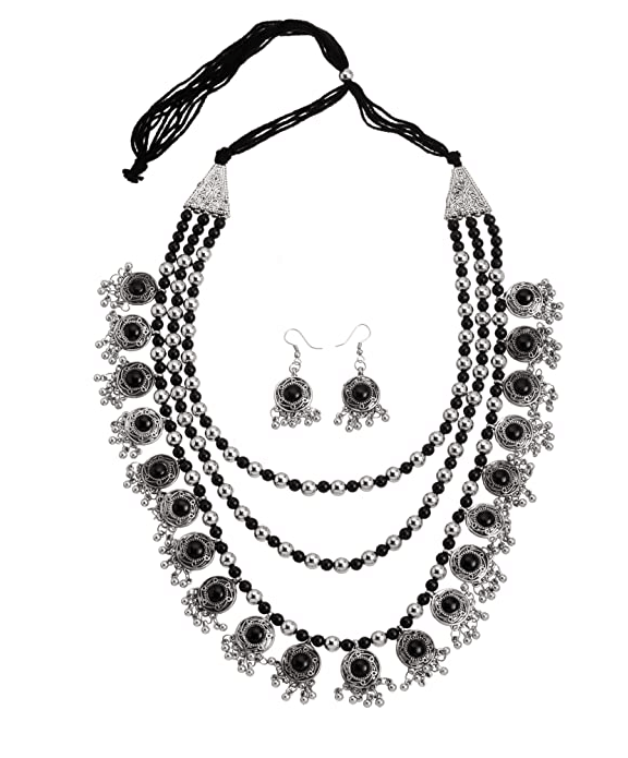     			PUJVI - Black Alloy Necklace Set ( Pack of 1 )