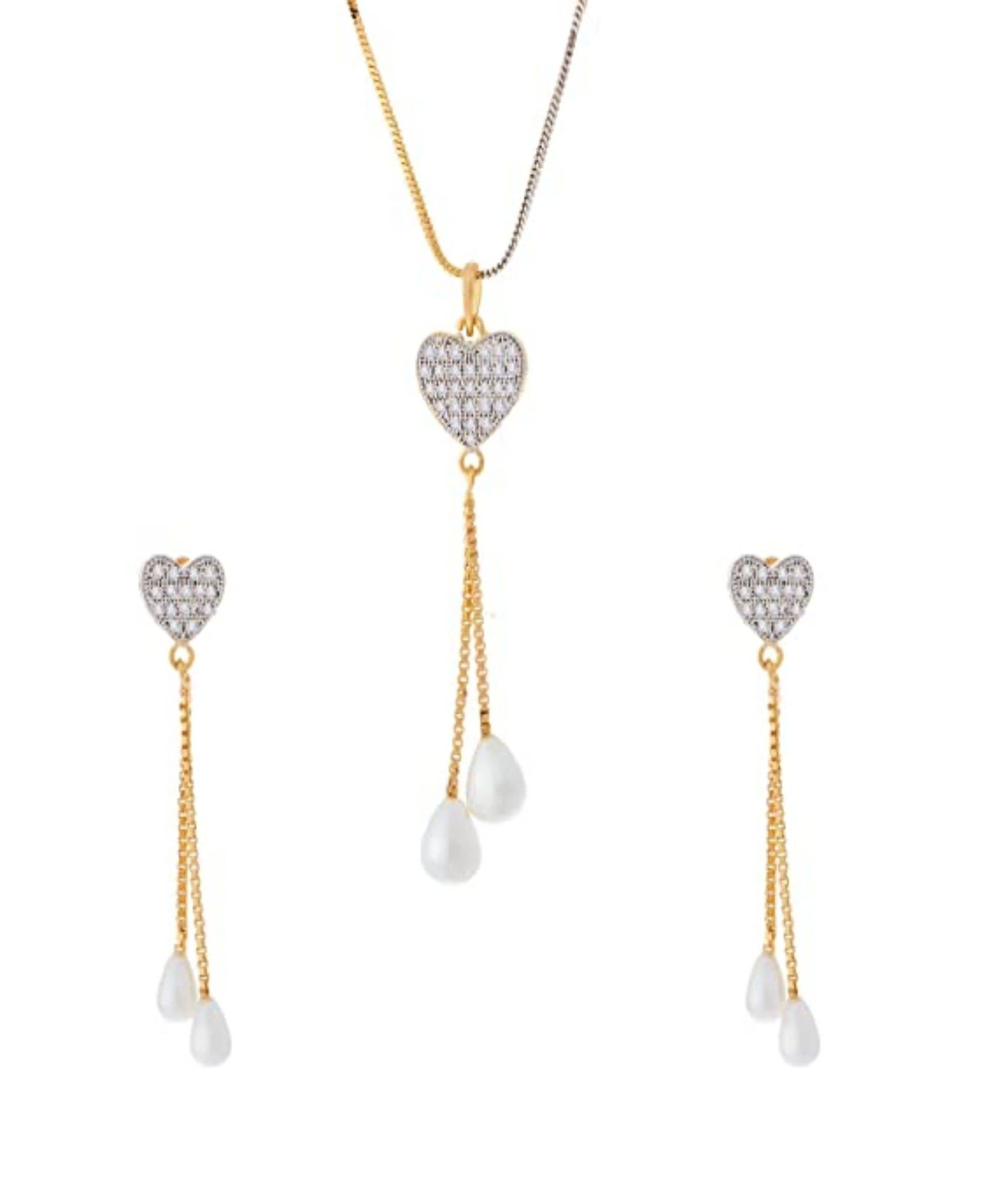 PUJVI - Silver Pendant set ( Pack of 1 )