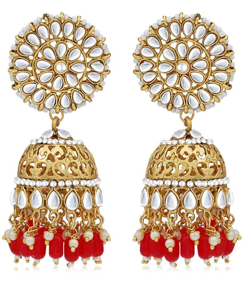     			Sukkhi - Red Jhumki Earrings ( Pack of 1 )