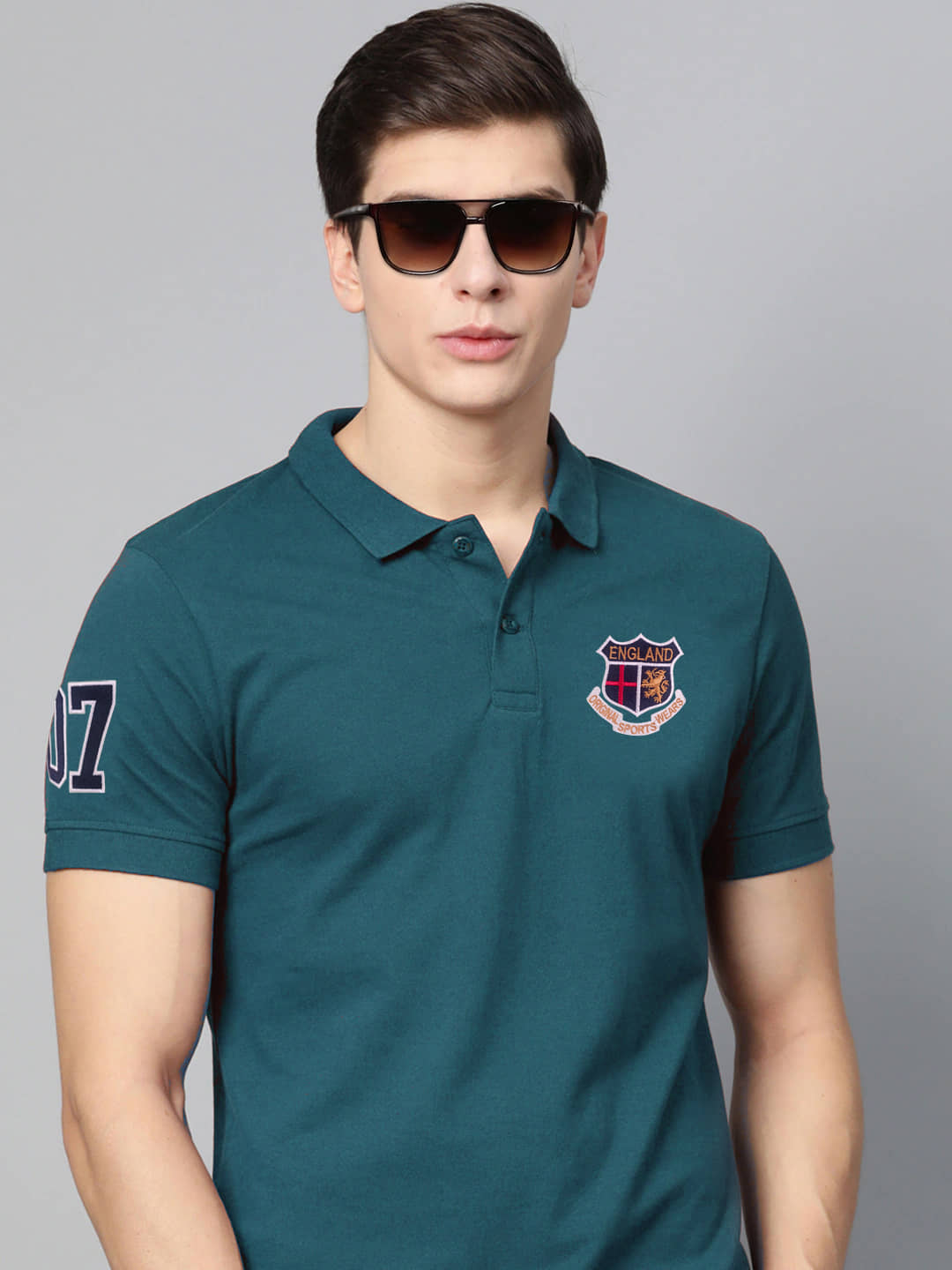 ADORATE Pack of 1 Cotton Blend Regular Fit Embroidered Half Sleeves Men's Polo T Shirt ( Green )