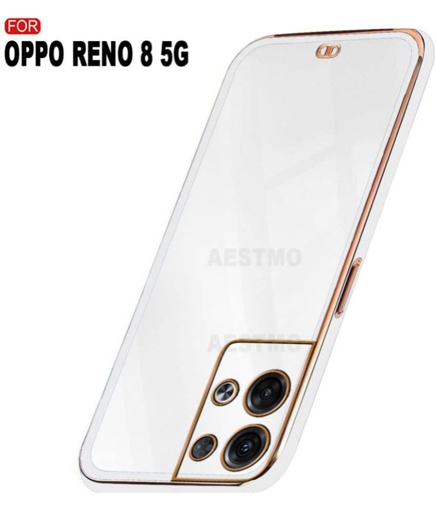     			AESTMO - White Silicon Plain Cases Compatible For Oppo Reno 8 5G ( Pack of 1 )