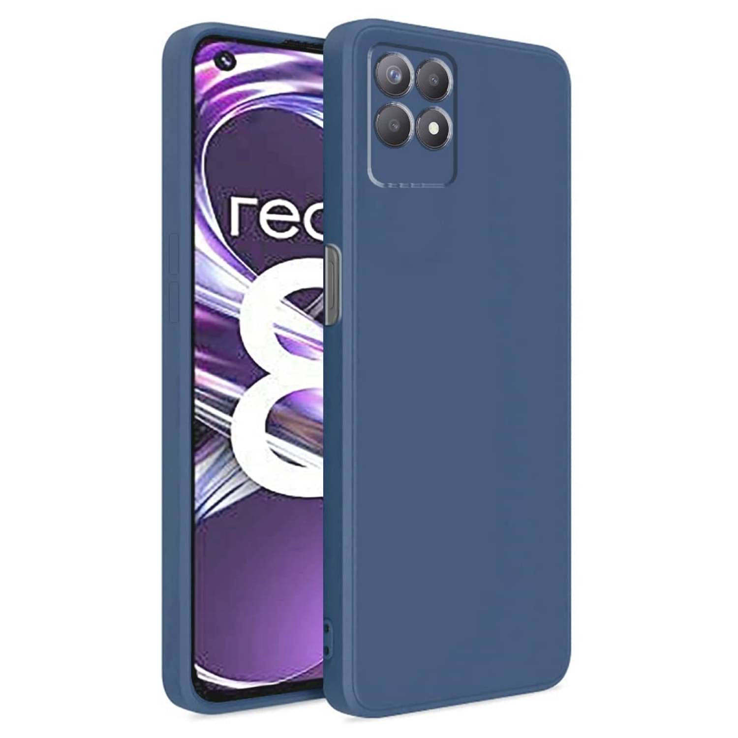     			Case Vault Covers - Blue Silicon Plain Cases Compatible For Realme 8i ( Pack of 1 )