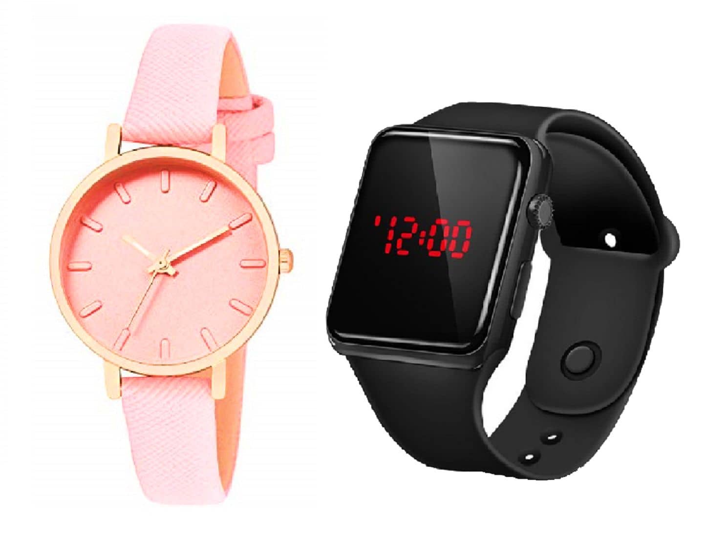 Cosmic - Pink Leather Analog Couple's Watch
