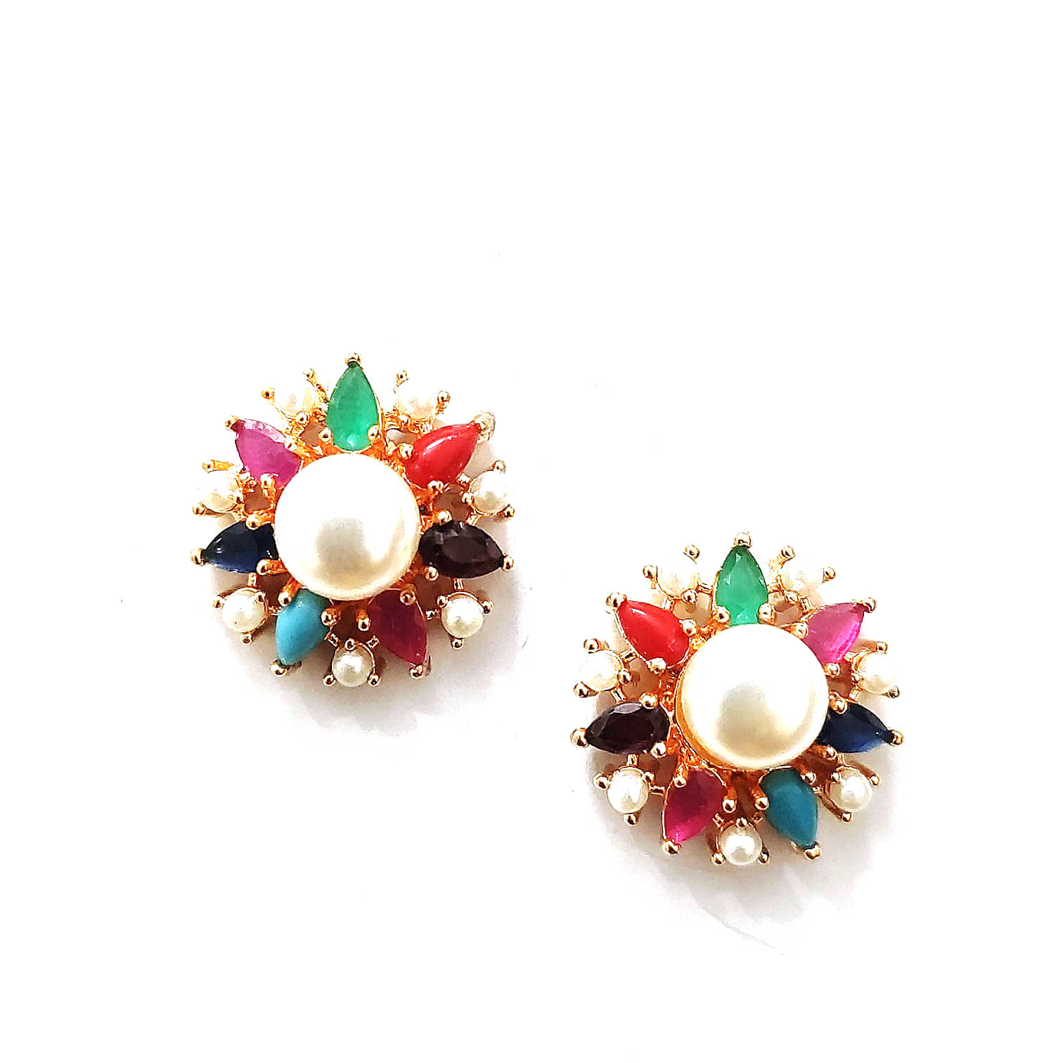 Jewels Corner - Multi Color Stud Earrings ( Pack of 1 )
