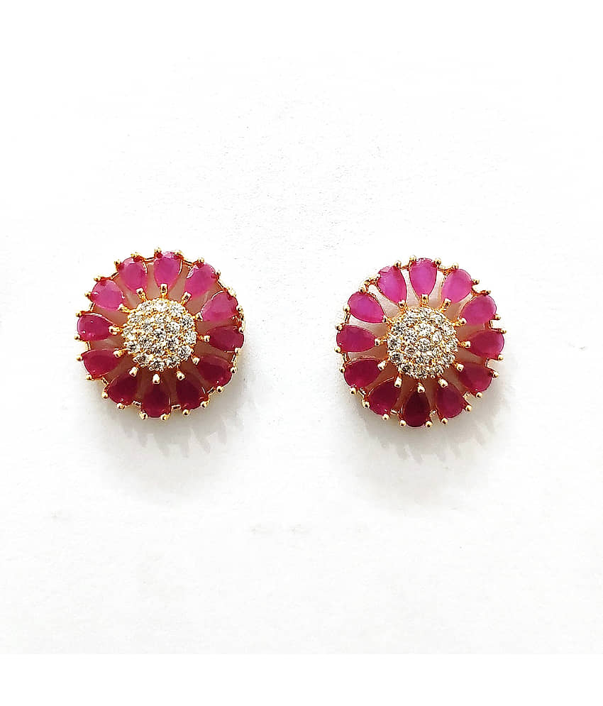 Jewels Corner - Red Stud Earrings ( Pack of 1 ) - Earrings | Buy online on ZillyBuy