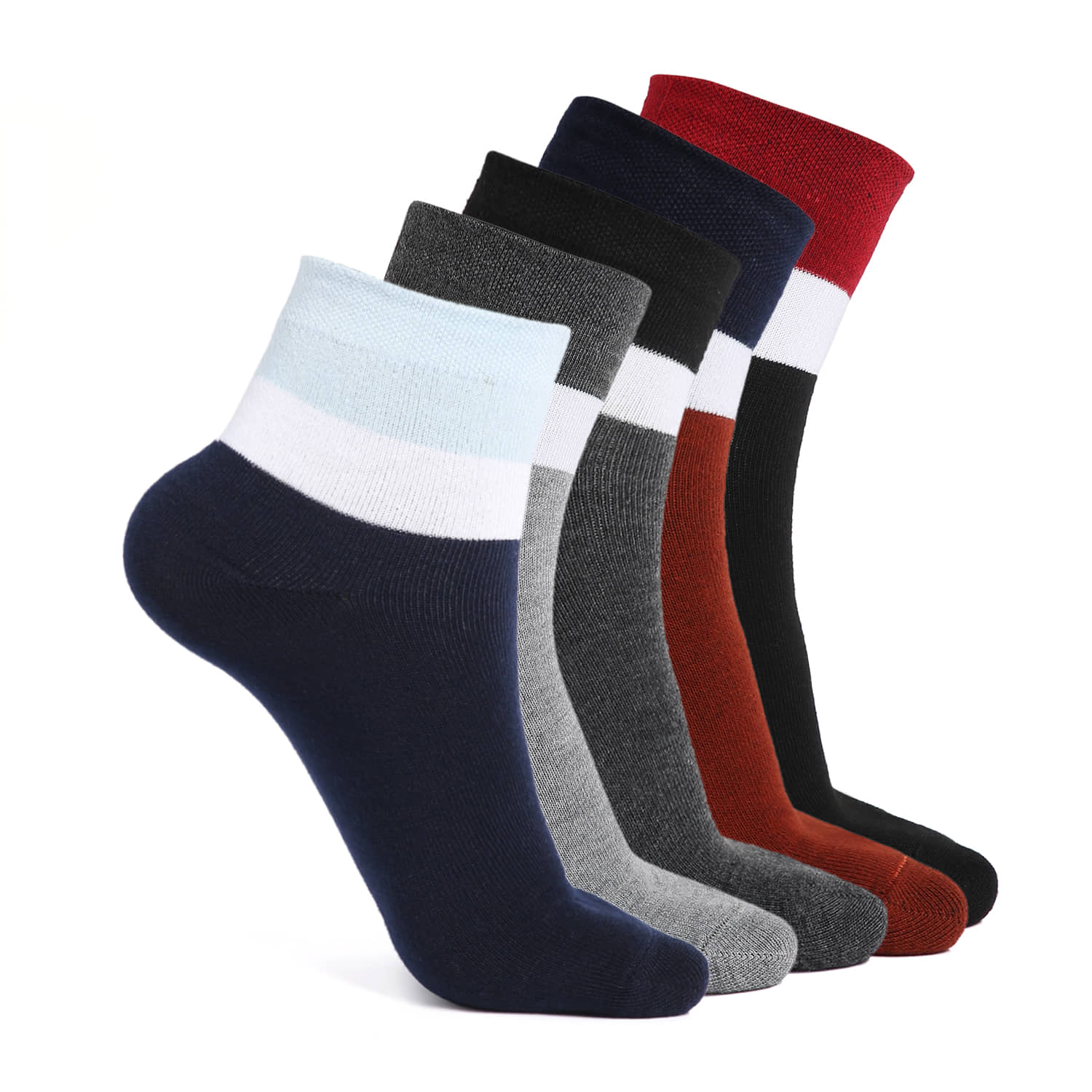 Kolor Fusion - Cotton Men's Colorblock Multicolor Ankle Length Socks ( Pack of 5 ) - Socks | Buy online on ZillyBuy