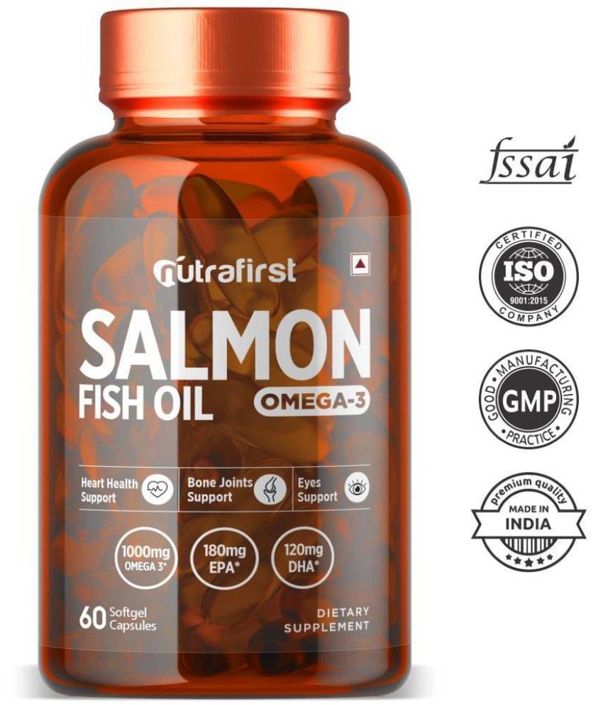 NutraFirst Salmon Fish Oil Softgel Capsule, for Healthy Heart,Brain& Eyes,enriched with Fish Oil 1000mg, EPA 180 mg & DHA 120 mg (1X60 Softgel Capsules) NutraFirst Salmon Fish Oil Softgel Capsule, for Healthy Heart,Brain& Eyes,enriched with Fish Oil 1000mg, EPA 180 mg & DHA 120 mg (1X60 Softgel Capsules)