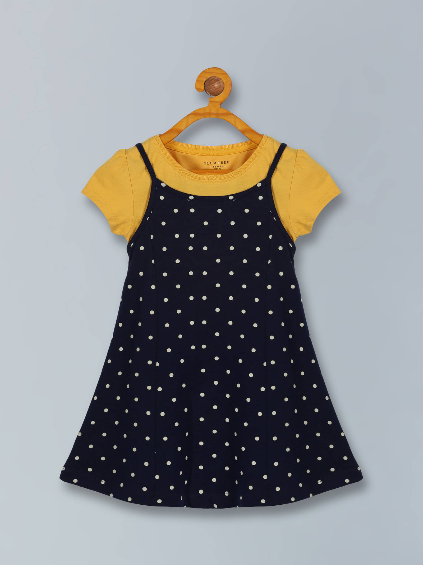     			PLUM TREE Cotton Blend A-line Dress For Girls ( Pack of 1 , Yellow )