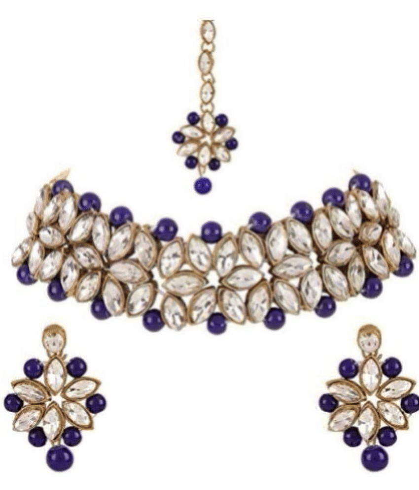 PUJVI - Purple Alloy Necklace Set ( Pack of 1 )