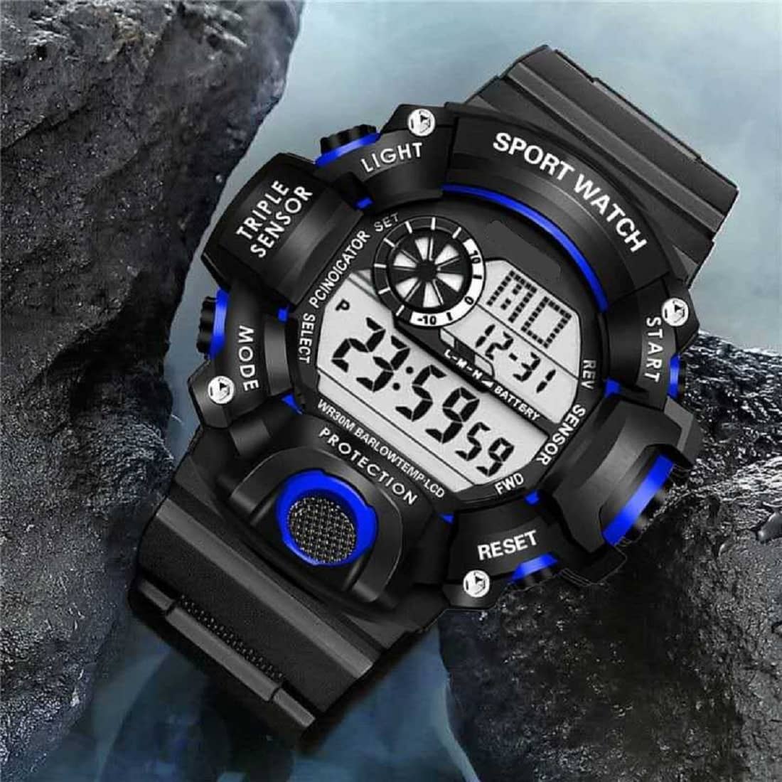 Renaissance Traders - Black PU Digital Men's Watch