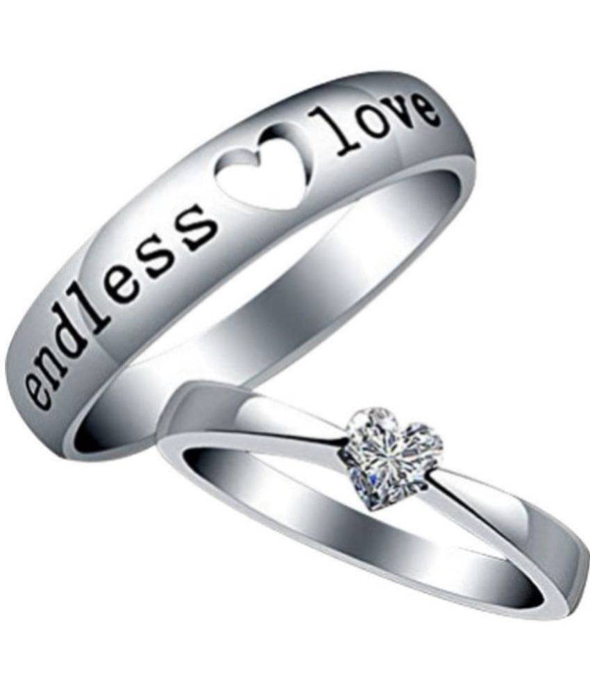 Silver Shine - Silver Couple Ring ( Pack of 2 ) Silver Shine - Silver Couple Ring ( Pack of 2 )