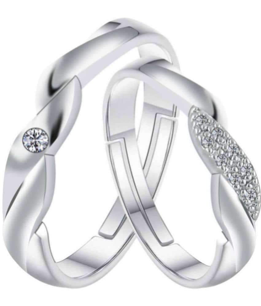 Silver Shine - Silver Couple Ring ( Pack of 1 )