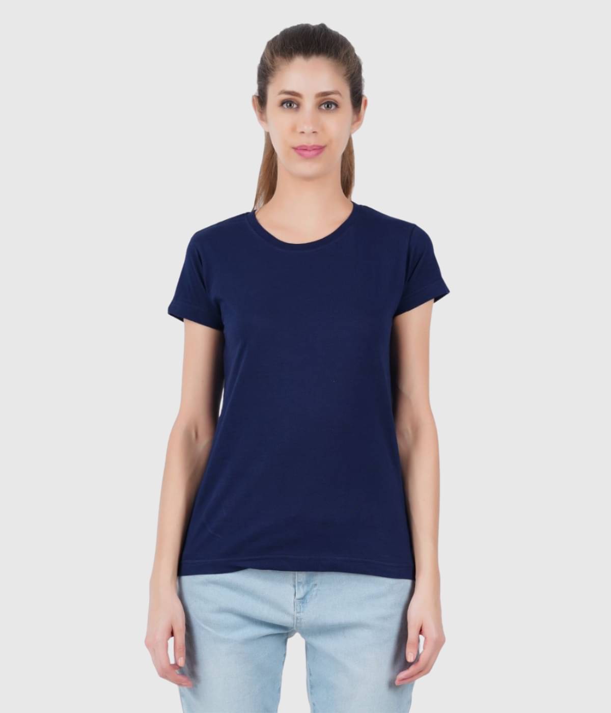     			ferocious Women Cotton Solid Regular Fit Round Neck T-Shirt ( Navy )