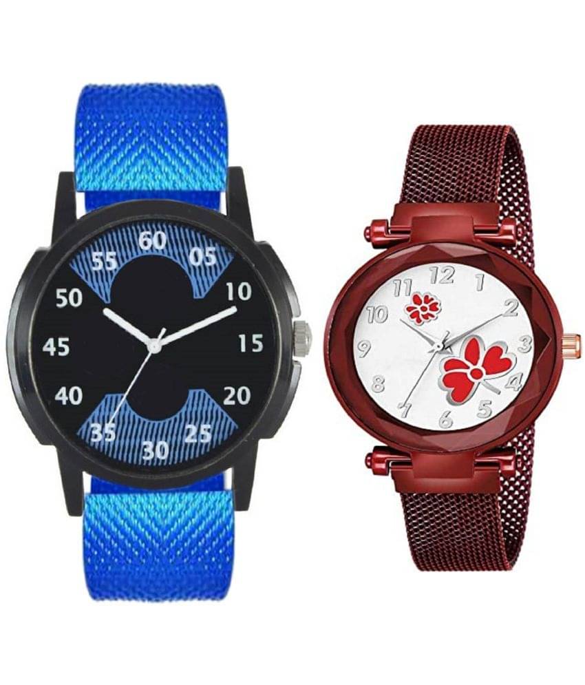     			newmen - Blue PU Analog Couple's Watch