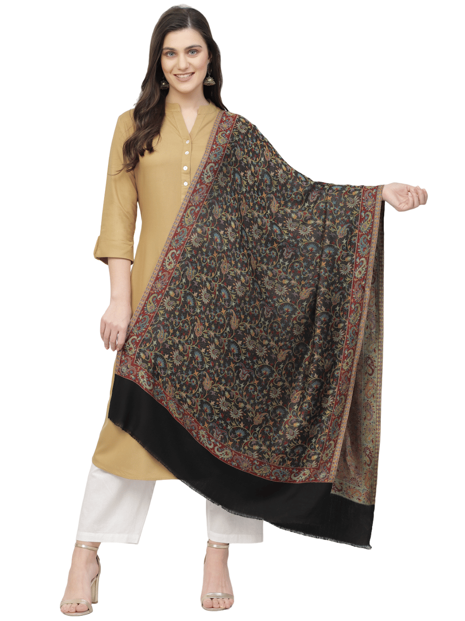 Anekaant Black Self Design Shawl - ( Pack of 1 ) Anekaant Black Self Design Shawl - ( Pack of 1 )