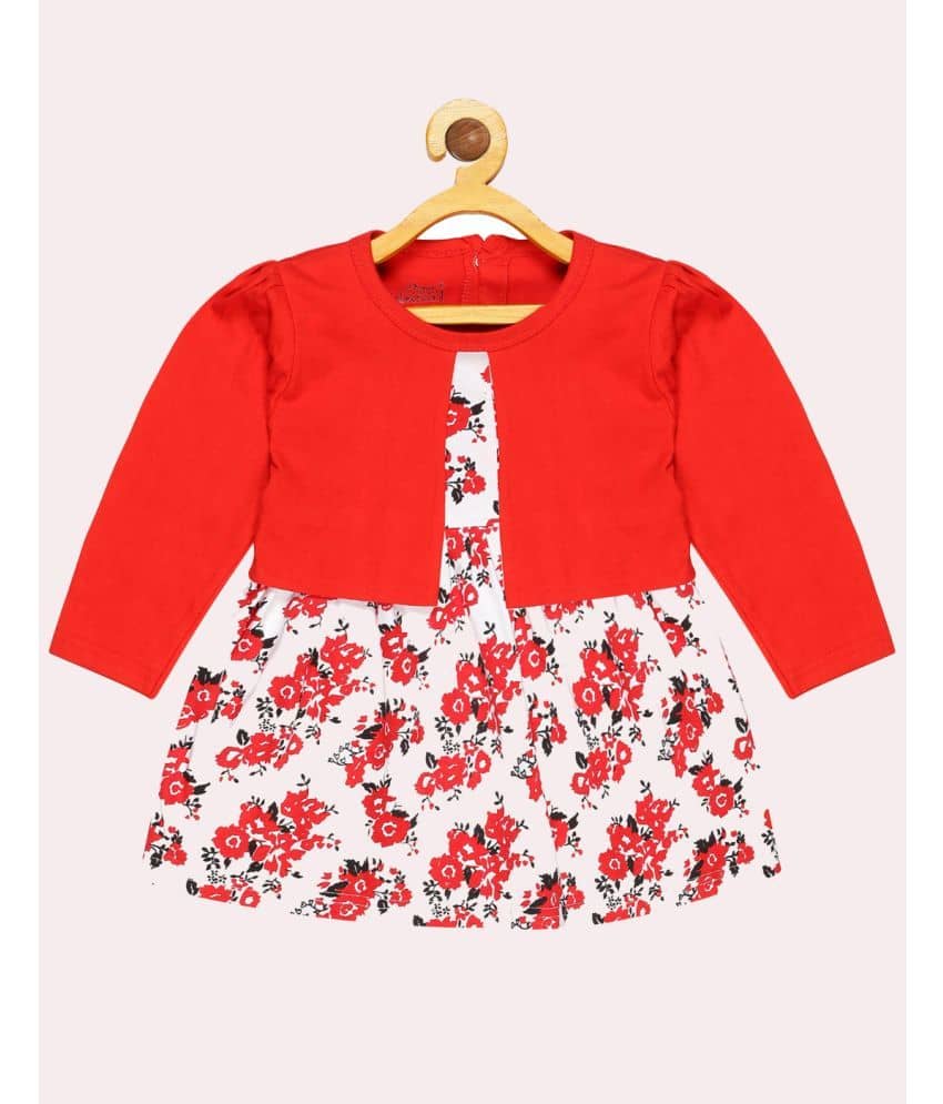 Babeezworld Cotton Frock For Girls ( Pack of 1 , Red )